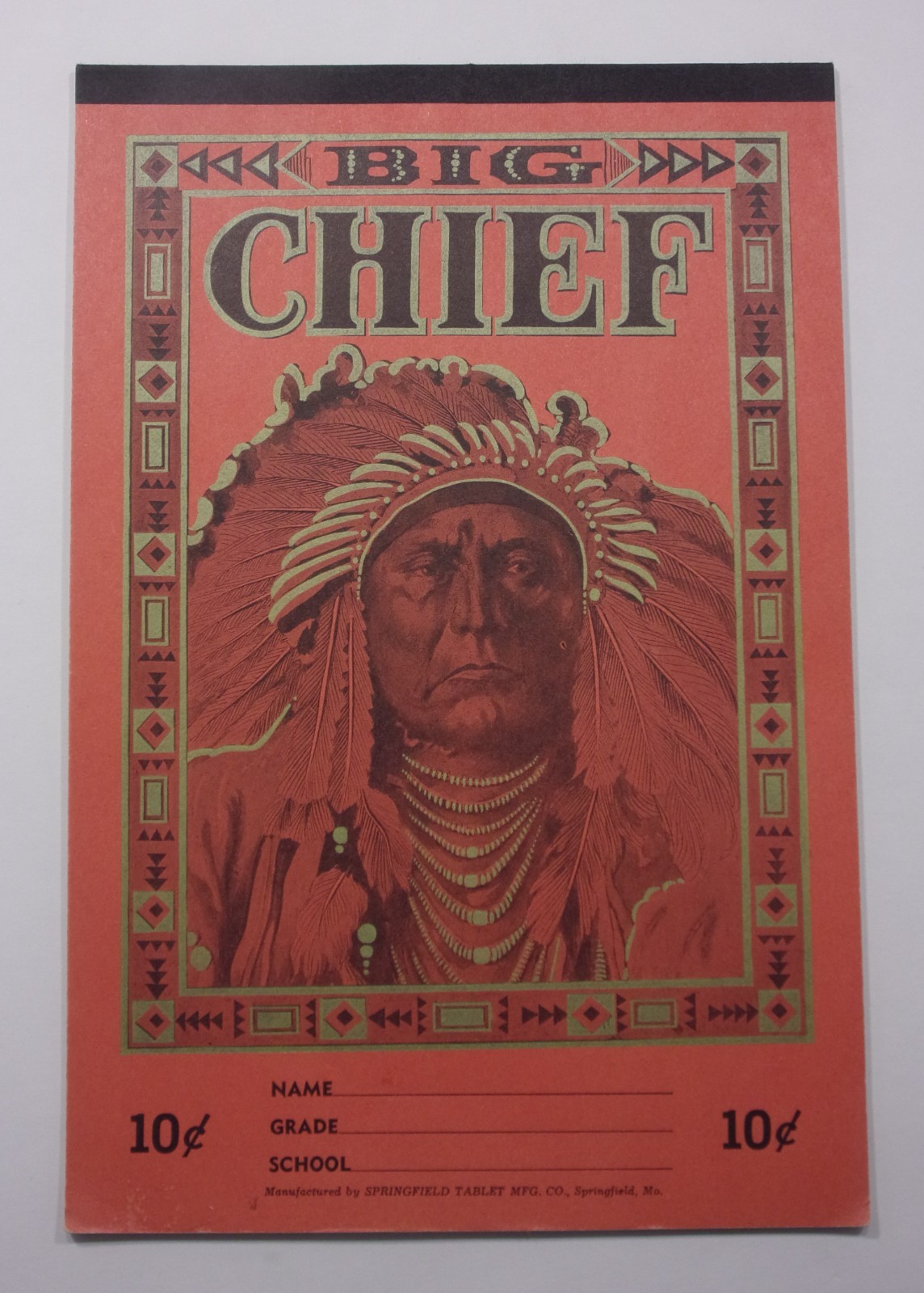 Vintage Springfield Mfg. Co. Ten Cent Big Chief Elementary School Writing Tablet Vintage Springfield Mfg. Co. Ten Cent Big Chief Elementary School Writing Tablet