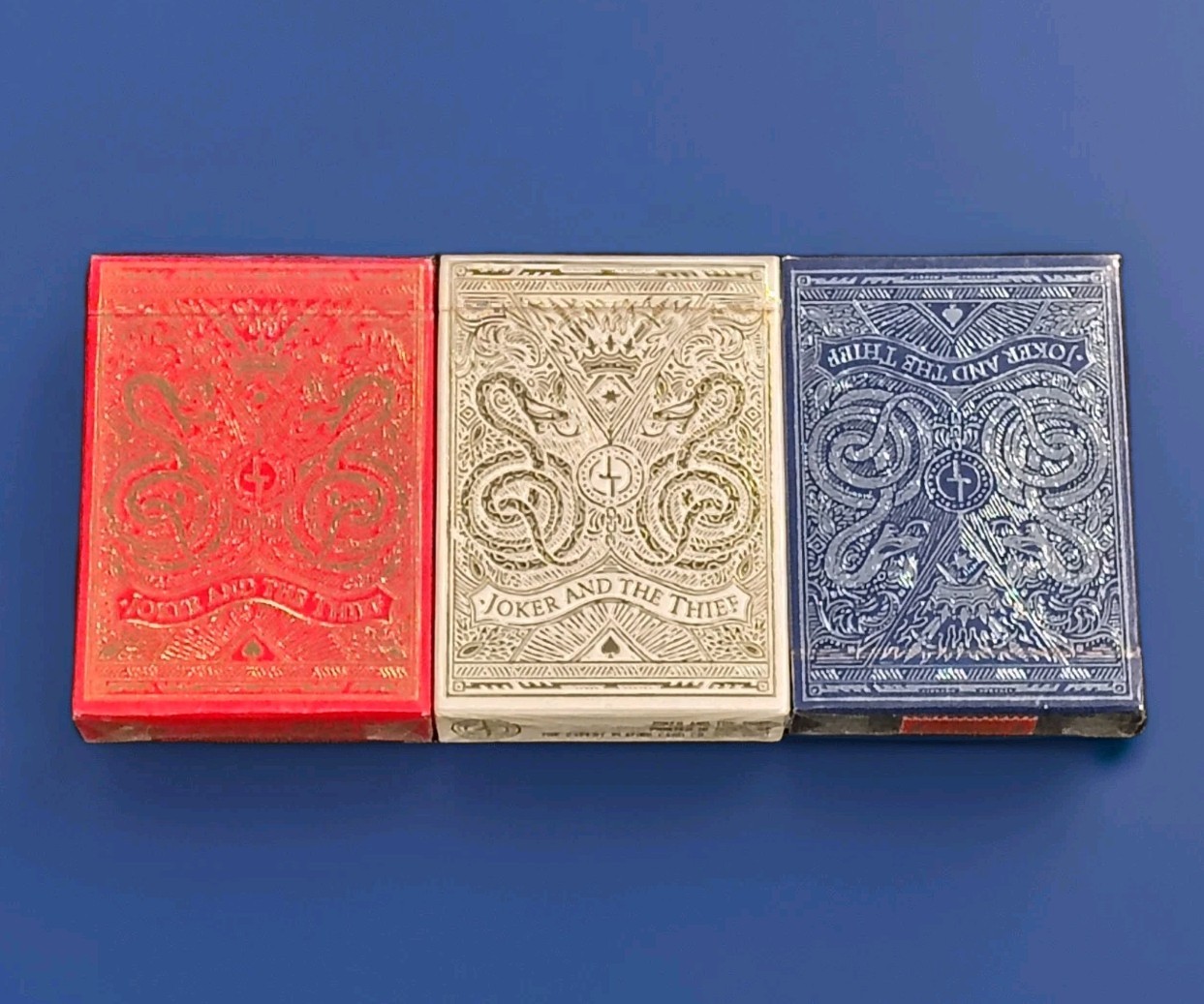 Joker and the Thief v1 Playing Cards Deck Set Of 3 Red White & Blue New Sealed Joker and the Thief v1 Playing Cards Deck Set Of 3 Red White & Blue New Sealed