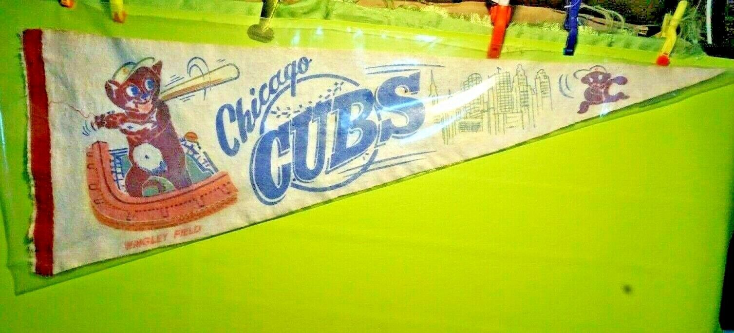 1950s Chicago Cubs Wrigley Field 11 X 28 Pennant MLB Baseball Vintage READ