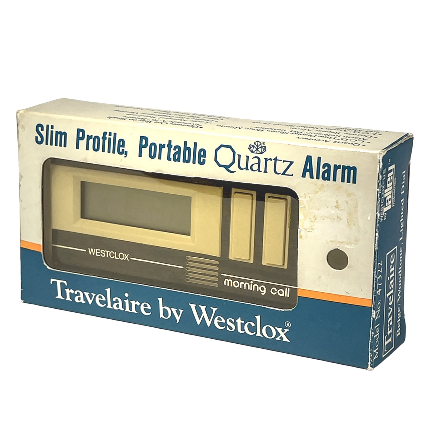 Rare in Box Westclox Travelaire Slim Profile Portable Quartz Alarm Clock #47322