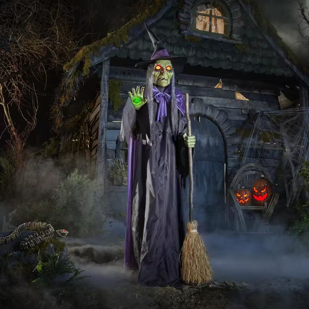 7 Ft Wicked Woods Animated LED Spellcasting Witch Halloween Animatronic Decorati 7 Ft Wicked Woods Animated LED Spellcasting Witch Halloween Animatronic Decorati