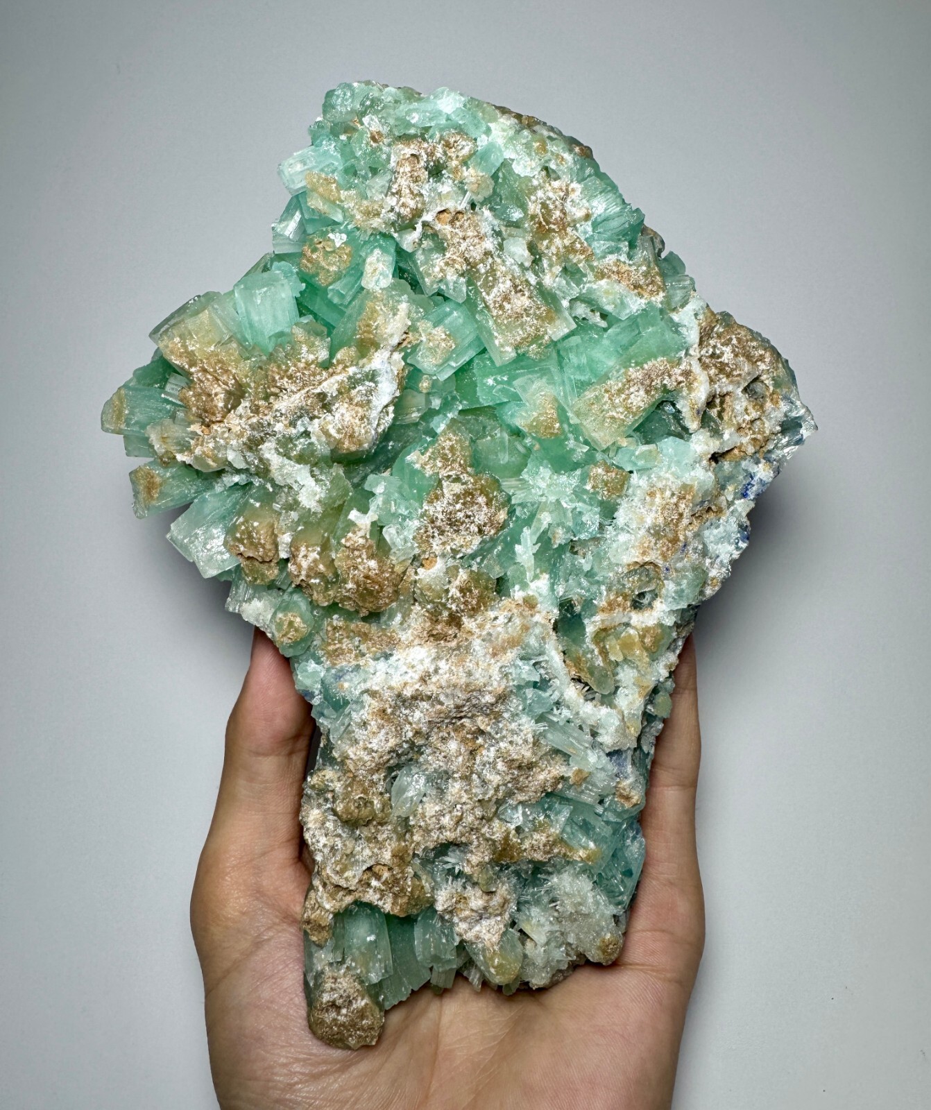 1250 Grams Phosphorescent Aragonite Huge Crystals Bunch & Azurite @Helmand @AFG 1250 Grams Phosphorescent Aragonite Huge Crystals Bunch & Azurite @Helmand @AFG