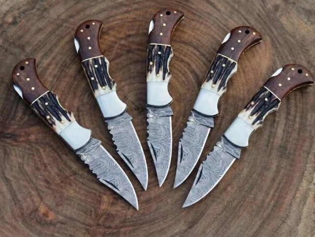 Wholesale Lot 20 Pcs Damascus Folding Pocket Knives Leather Sheath Wholesale Lot 20 Pcs Damascus Folding Pocket Knives Leather Sheath