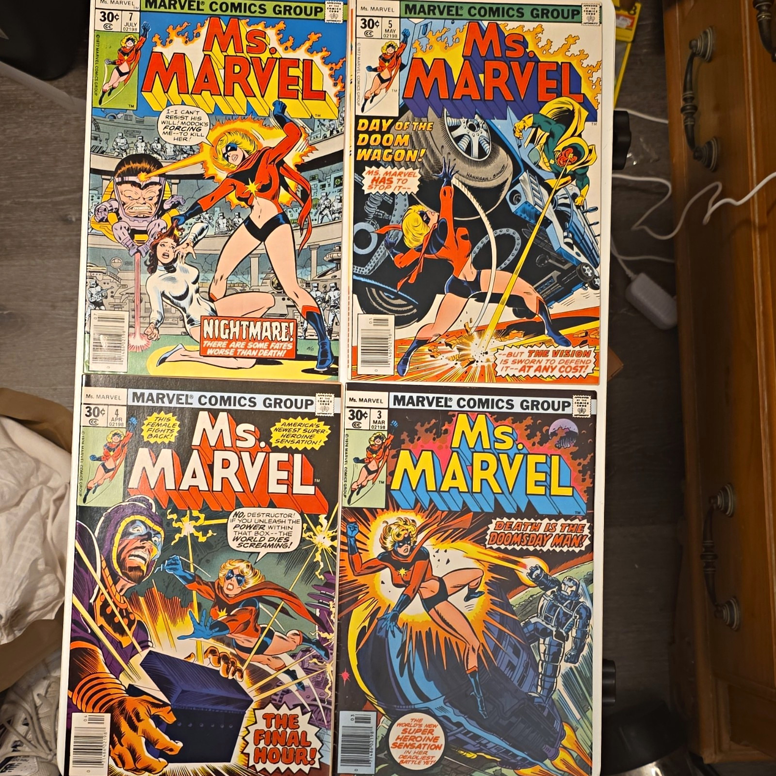 Marvel Ms. Marvel Comic Lot #3 #4 #5 #7 (1977) Bronze Age All NM Comics. Marvel Ms. Marvel Comic Lot #3 #4 #5 #7 (1977) Bronze Age All NM Comics.