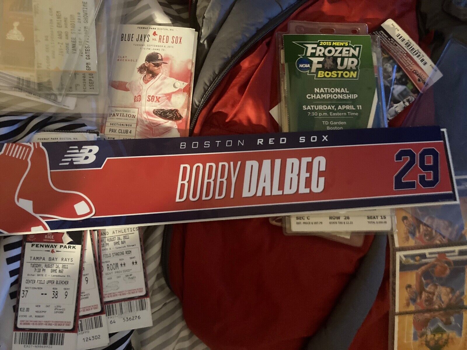 Bobby Dalbec Boston Red Sox locker name plate Rookie Year World Series Fenway 