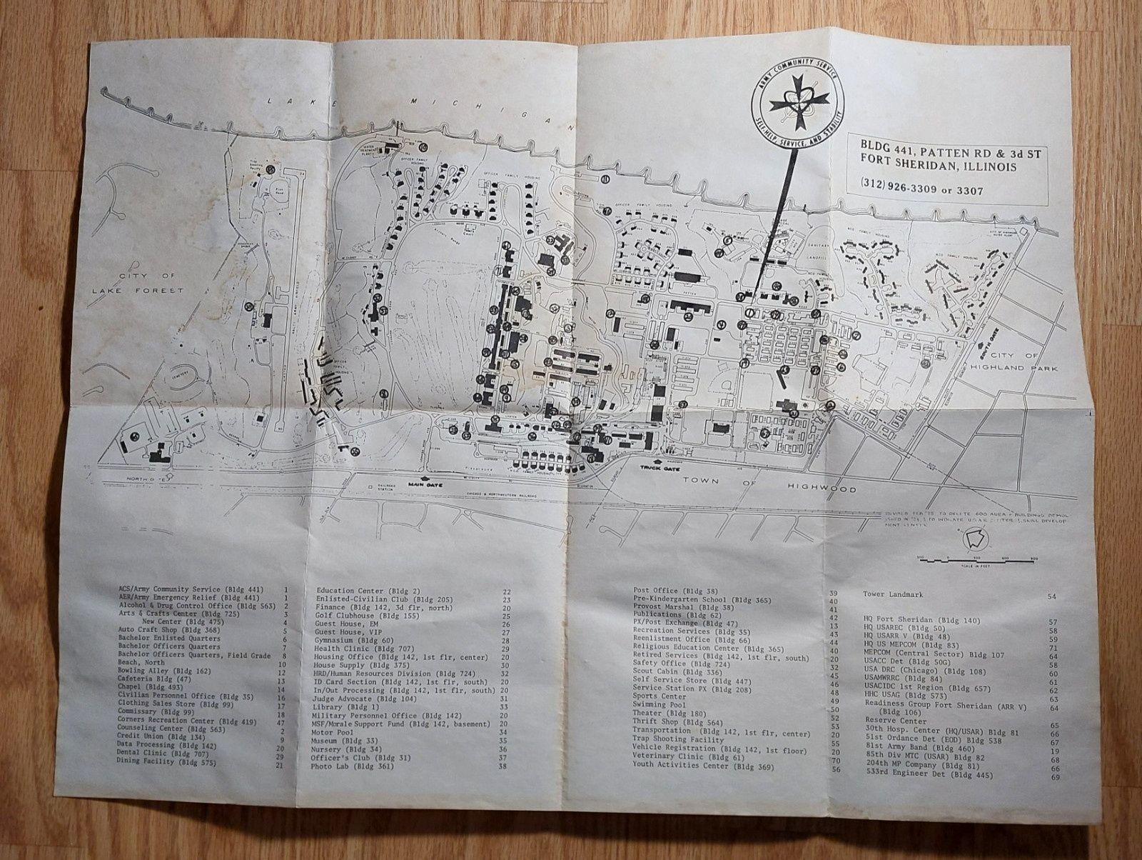 VINTAGE MAP OF FORT SHERIDAN ILLINOIS 1975 ~ GREAT CONDITION VINTAGE MAP OF FORT SHERIDAN ILLINOIS 1975 ~ GREAT CONDITION
