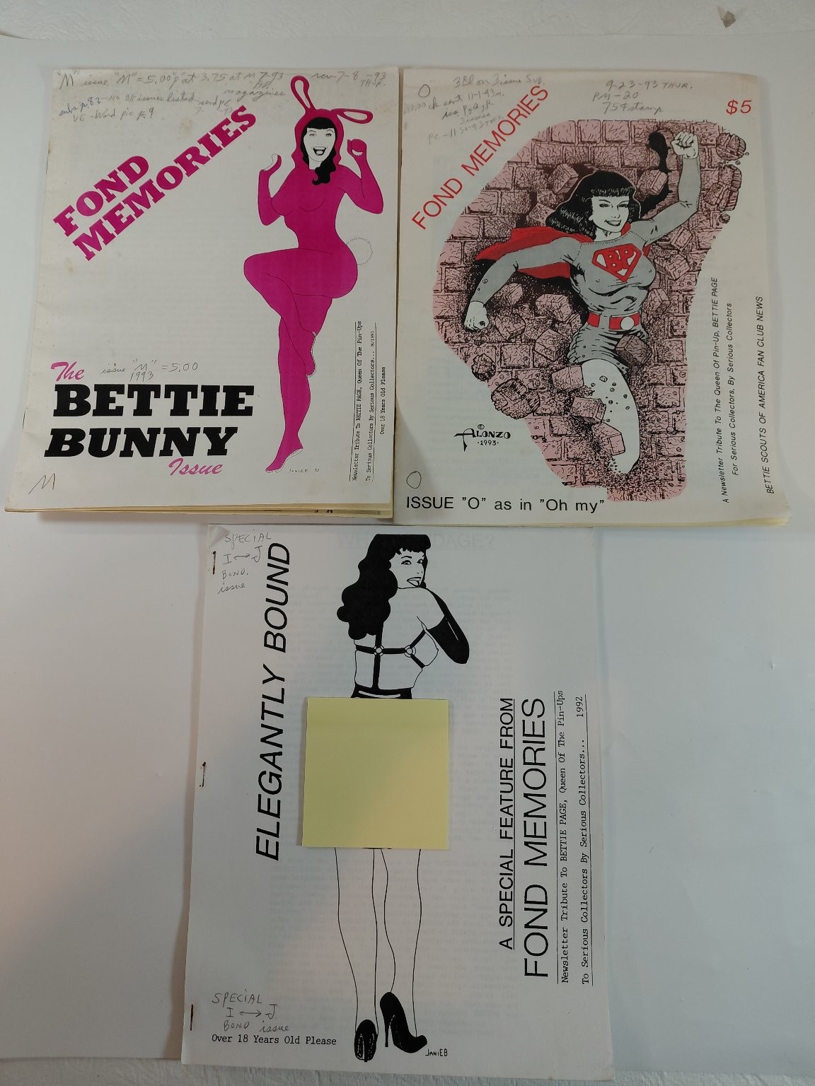 Vintage Bettie Page Fanzines Magazine Lot - Fond Memories Betty Bunny Issue Vintage Bettie Page Fanzines Magazine Lot - Fond Memories Betty Bunny Issue
