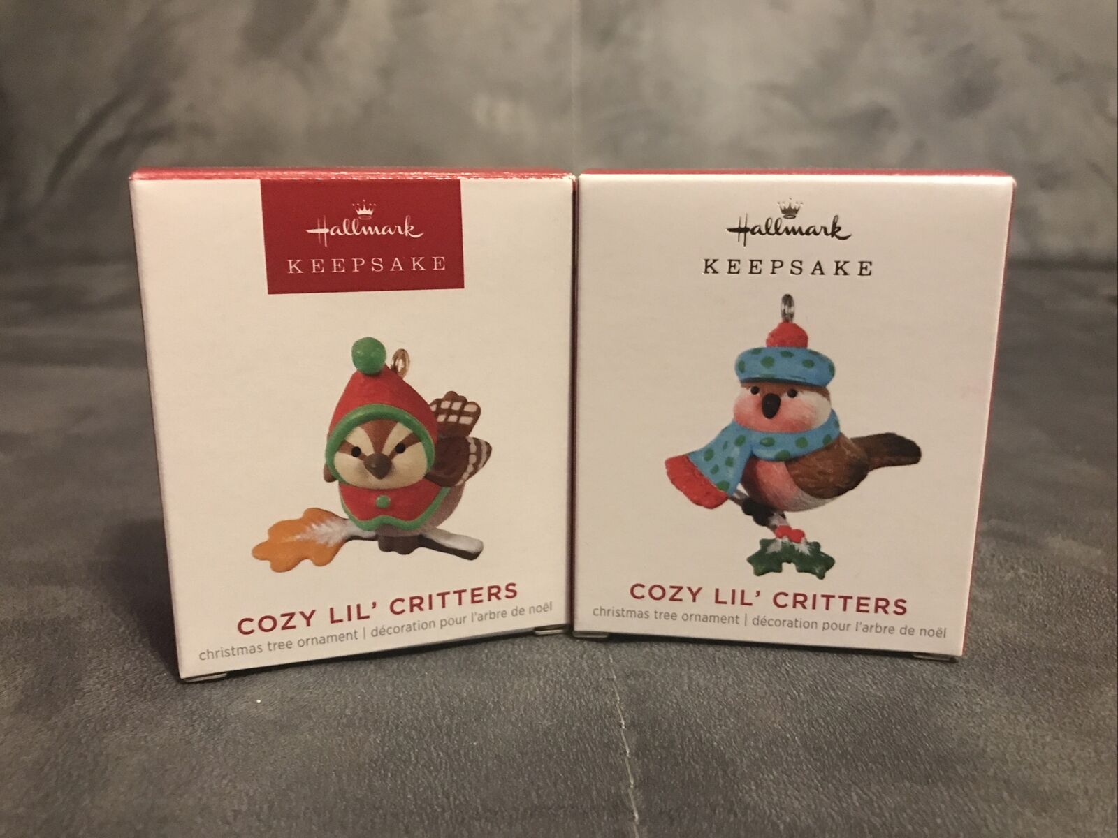 Lot 2 Hallmark Mini Cozy Lil’ Critters  Miniature Keepsake Ornament 2023 2021