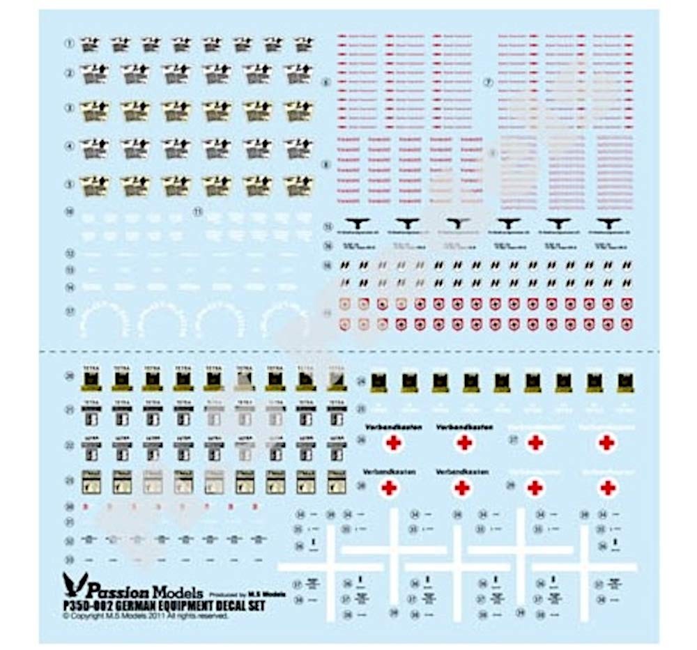 Passion Model 1/35 WWII German Military Equipment Decal Set for Plastic Models