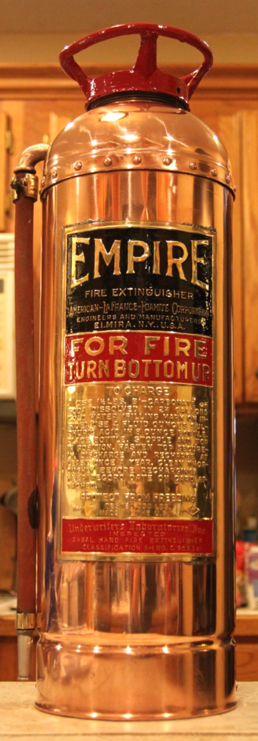 Antique Vintage EMPIRE AMERICAN LAFRANCE Copper Brass Fire Extinguisher-Polished