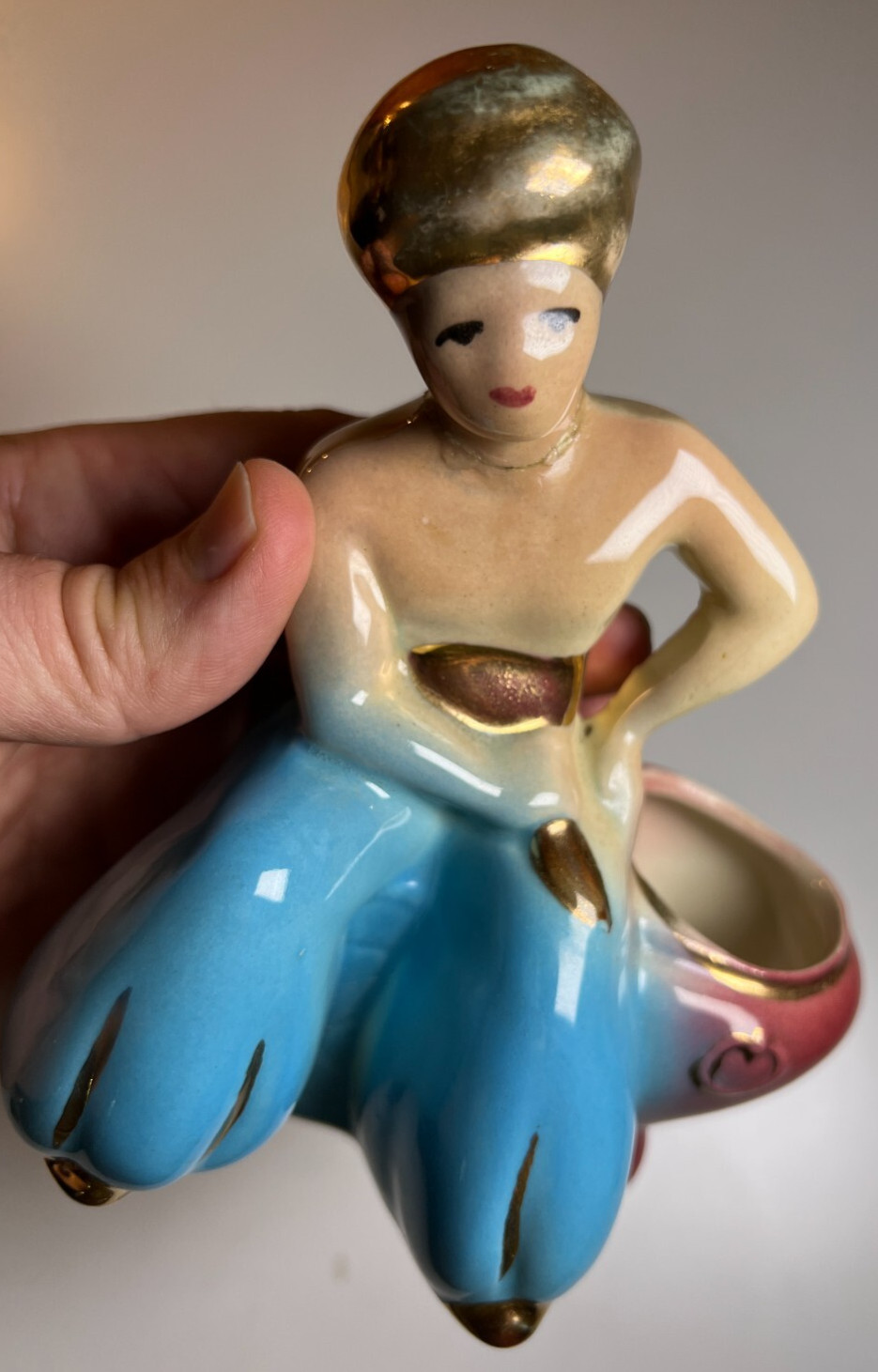 Vintage Antique Mid Century Ceramic Magic GENIE Planter Vase Figure Figural