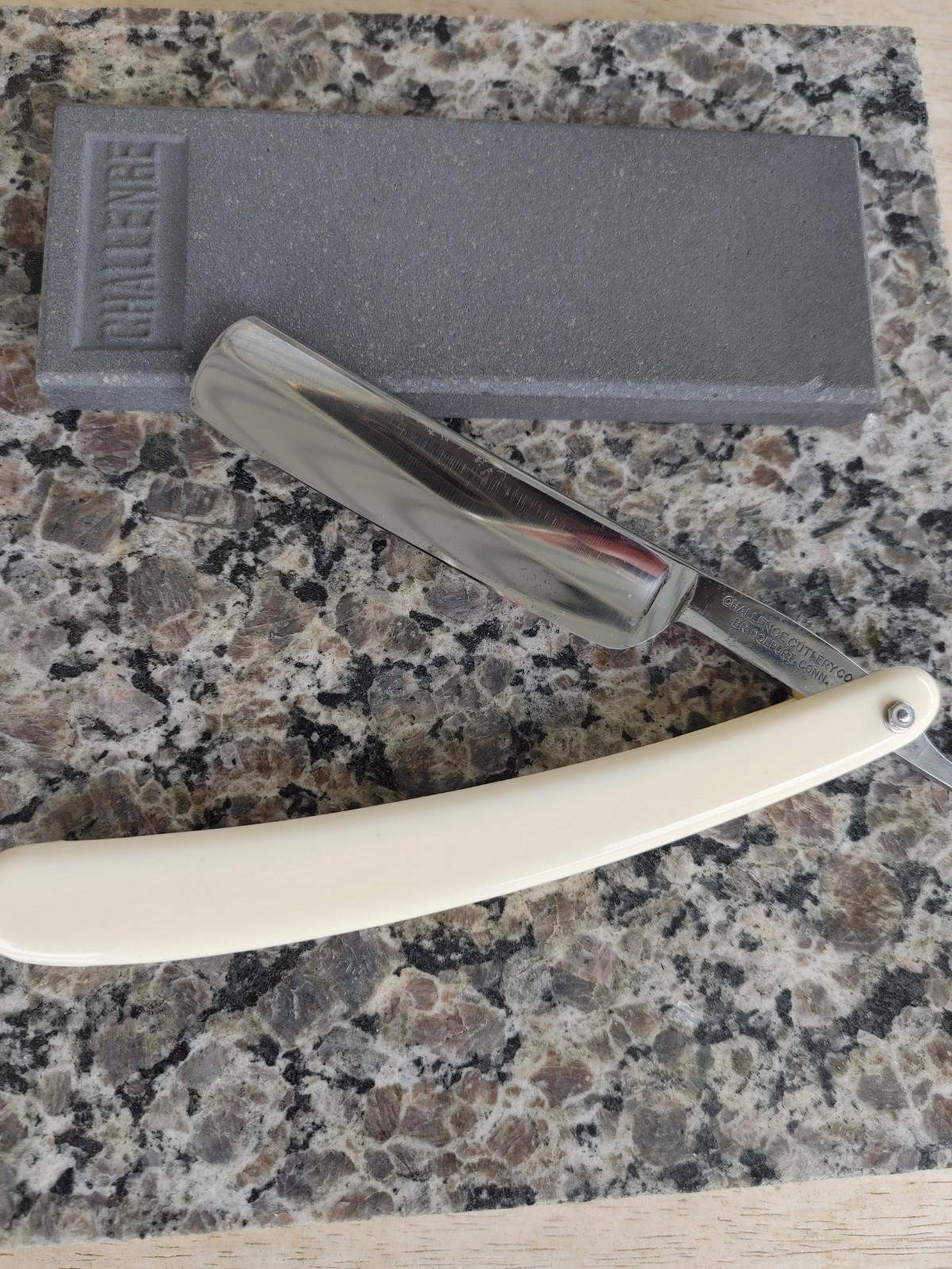 Vintage Challenge Straight Razor & Challenge Barber Hone being sold as a Set