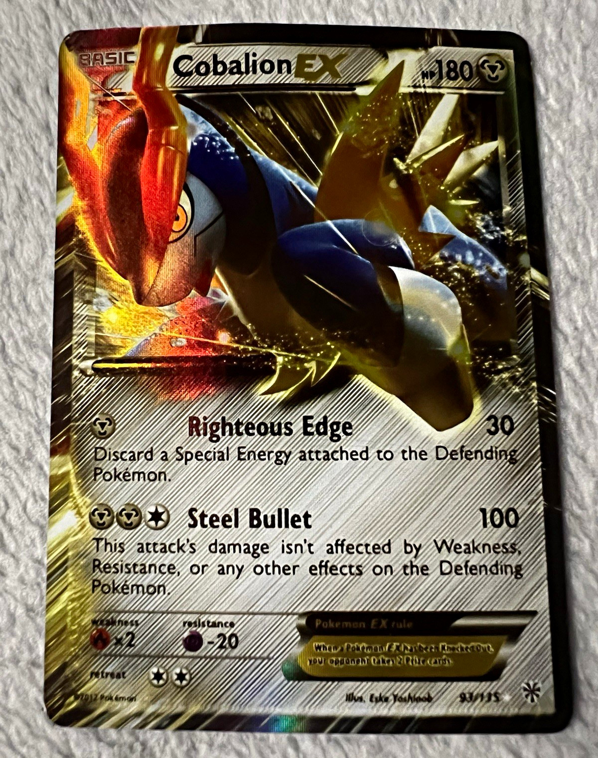 Pokemon TCG Cobalion EX 93/135 Plasma Storm English Holo Ultra Rare Pokemon TCG Cobalion EX 93/135 Plasma Storm English Holo Ultra Rare
