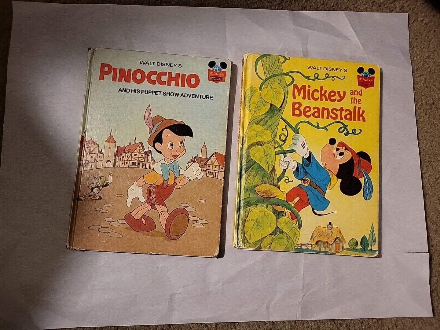 Walt Disney's Wonderful World Of Reading Books. Pinocchio. Mickey/Beanstalk