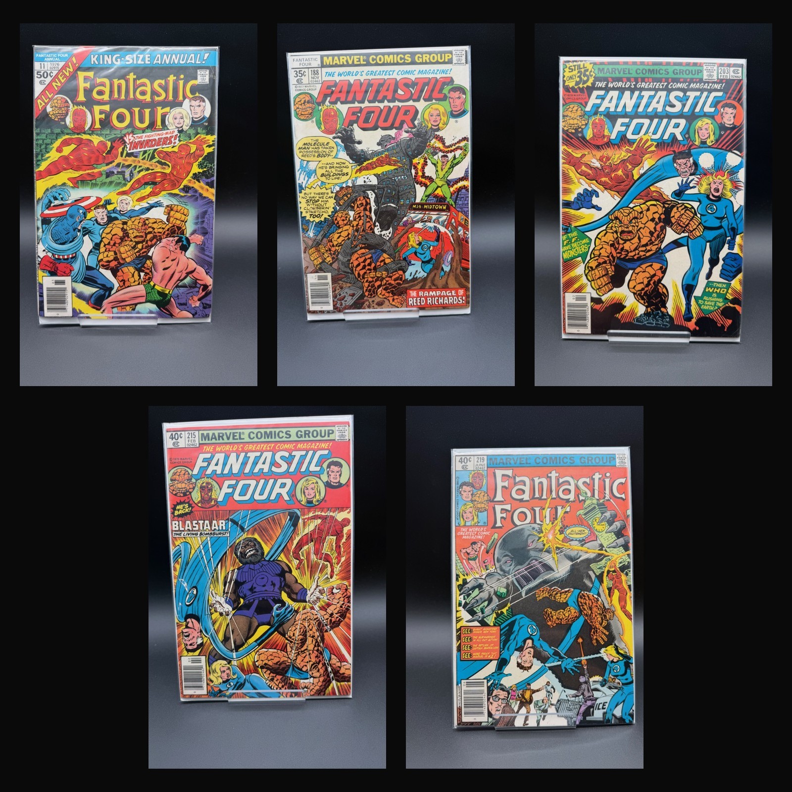 Fantastic Four Lot 5 Bronze Age Annual 11 Invaders 188 203 215 219 Marvel Kirby Fantastic Four Lot 5 Bronze Age Annual 11 Invaders 188 203 215 219 Marvel Kirby