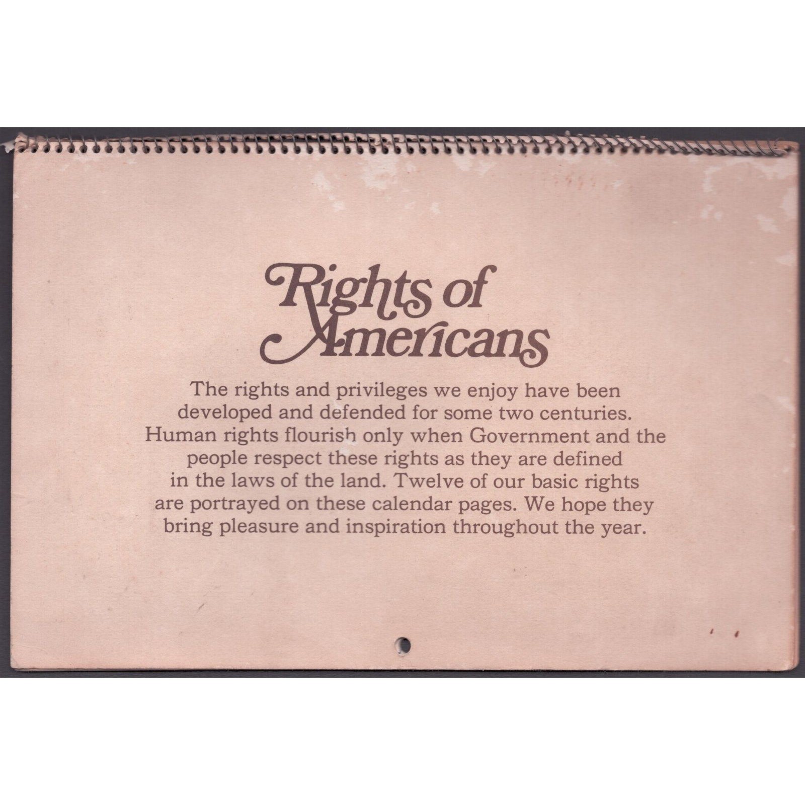 Vintage 1976 1977 Exxon Rights of Americans Bicentennial Calendar Historical Art