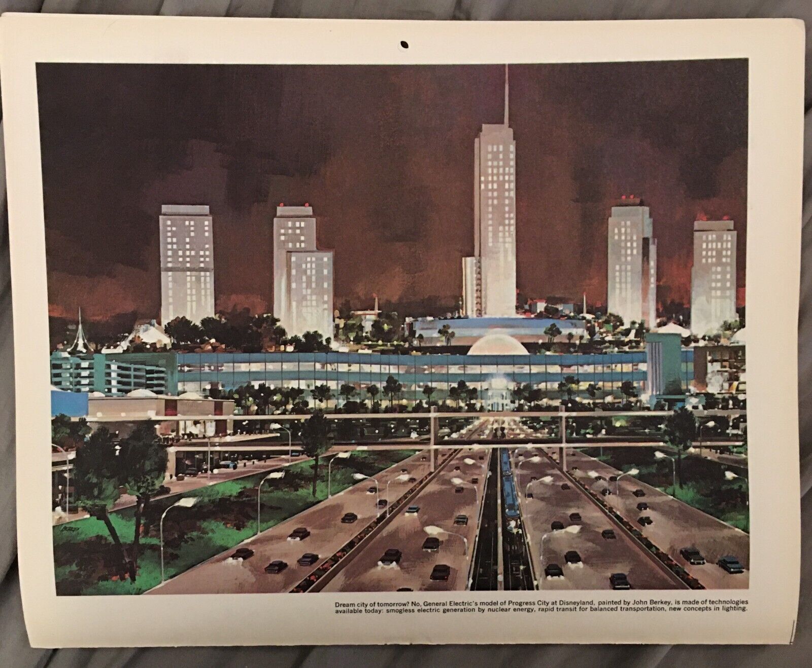 Disneyland GE Carousel of Progress City Concept Art Calendar Lithograph 1969