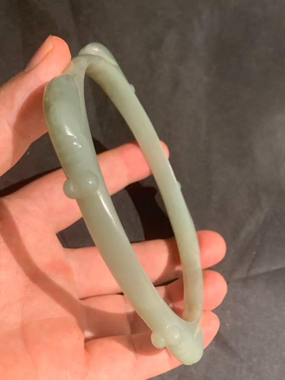 Huge Rare Chinese Natural Jade *4Cicadas* Bangle Bracelet 97mm(inner diameter)