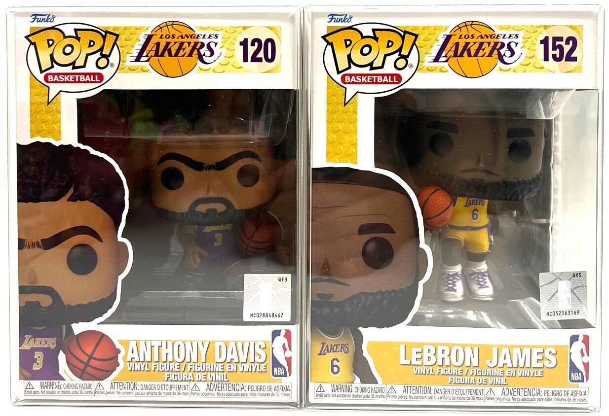 Funko Pop NBA LA Lakers Lebron James #152 & Anthony Davis #120 with Protectors
