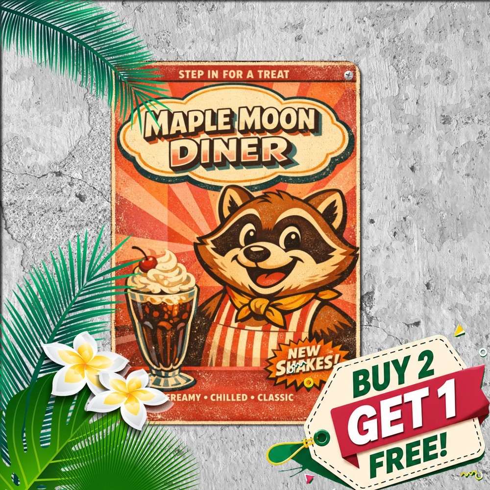 Vintage fredbear's family diner pizza 2 Poster Retro Metal Tin Sign 8x12 2026032
