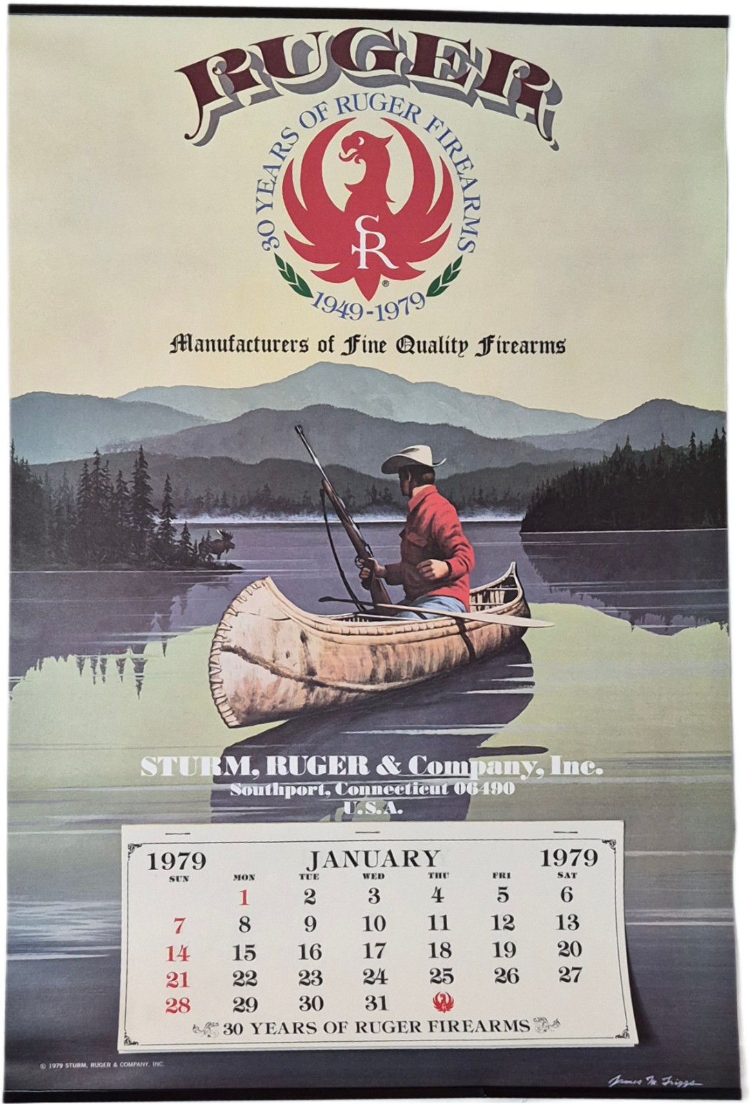 Vintage 1979 Ruger 30th Anniversary Calendar James M Triggs  Advertising