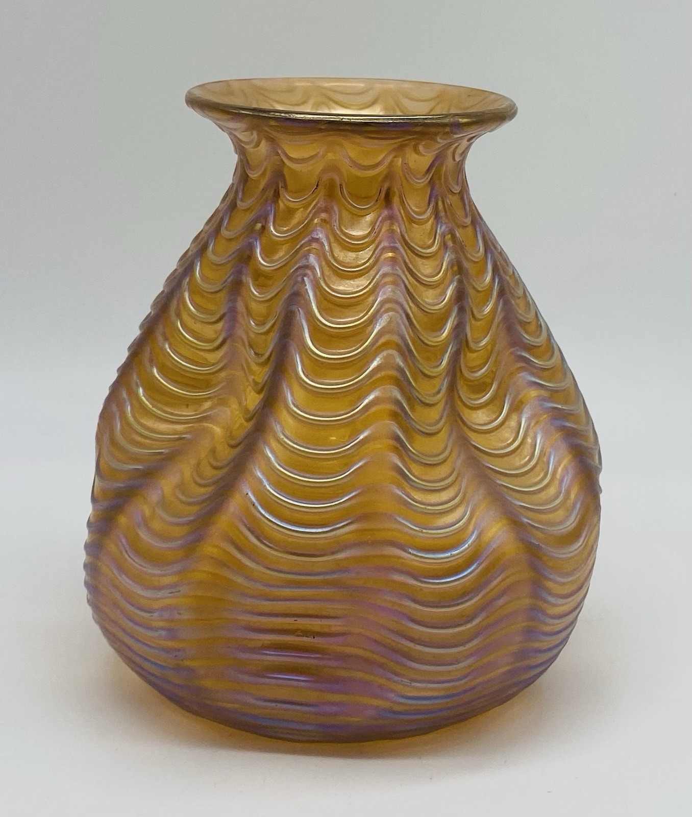 Gorgeous HTF Bohemian LOETZ Orange AEOLUS Dimpled Vase With Silver Ripples Gorgeous HTF Bohemian LOETZ Orange AEOLUS Dimpled Vase With Silver Ripples