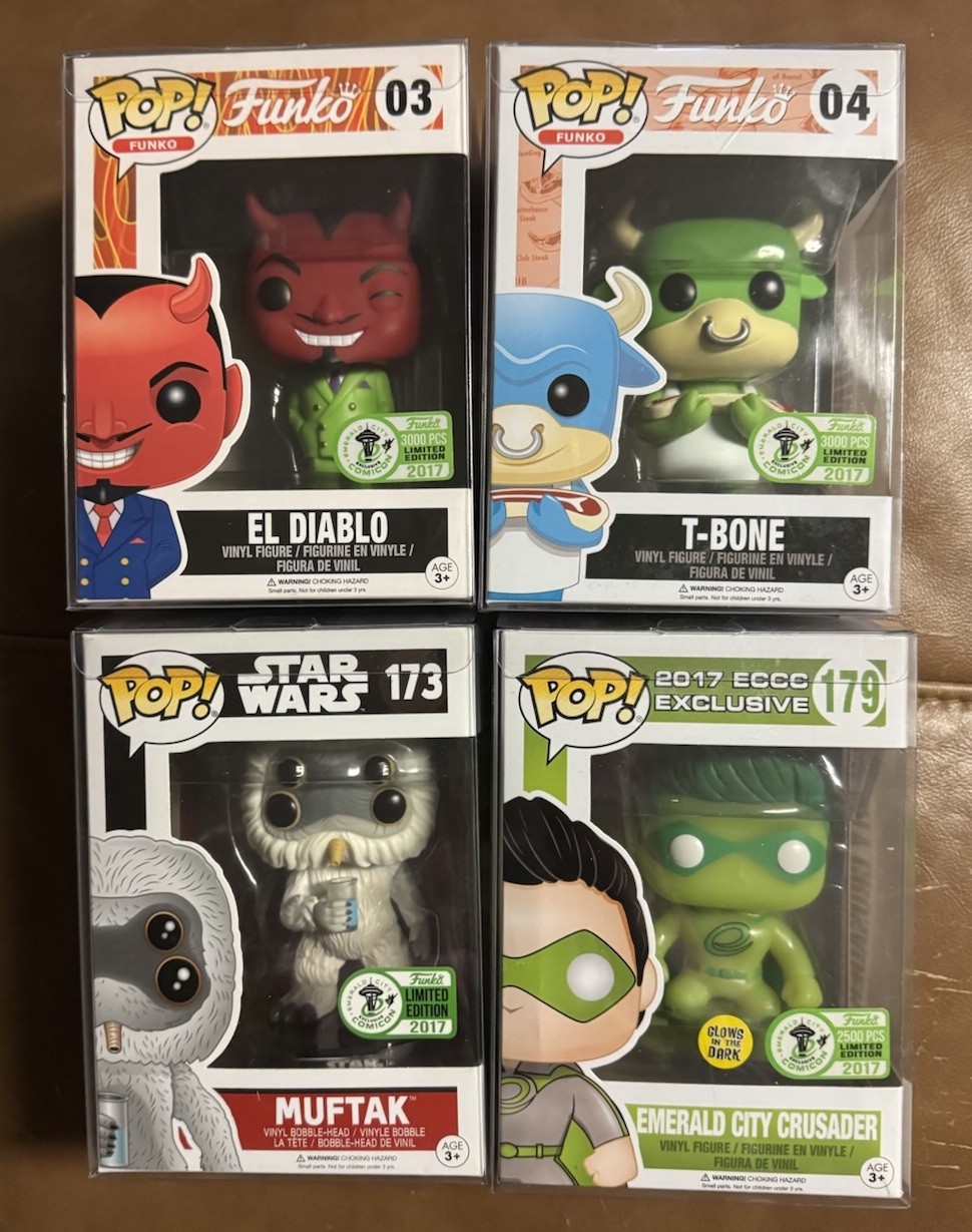 Funko ECCC 2017 Exclusive Lot El Diablo T-Bone Muftak Crusader GITD Funko ECCC 2017 Exclusive Lot El Diablo T-Bone Muftak Crusader GITD