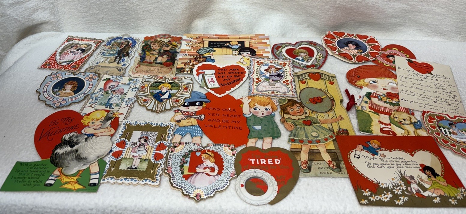 Huge Lot VTG Valentines Cards Die-Cut Cards 1930s Mechanical Huge Lot VTG Valentines Cards Die-Cut Cards 1930s Mechanical