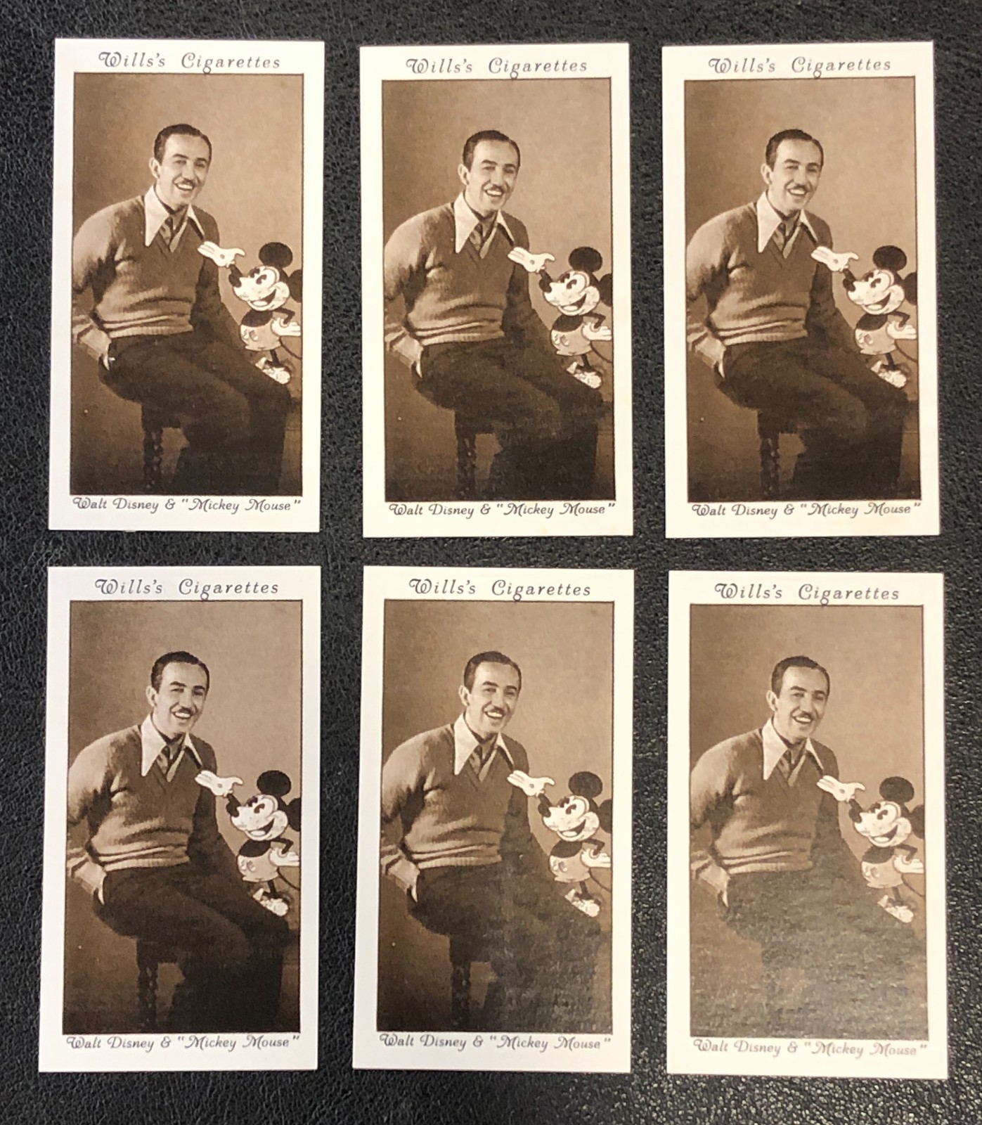 (6)x Walt Disney & Mickey 1931 Wills Cigarette Cinema Star 1992 Reprint Cards