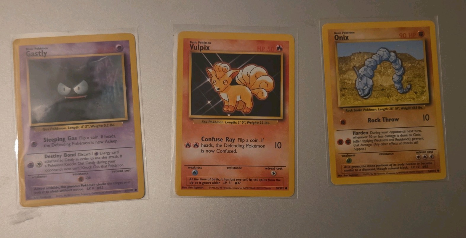 β¨οΈ POKEMON TCG BASE SET TRIPLE BUNDLE . ONIX, VULPIX & GHASTLY. RARE IN MINT π β¨οΈ POKEMON TCG BASE SET TRIPLE BUNDLE . ONIX, VULPIX & GHASTLY. RARE IN MINT π