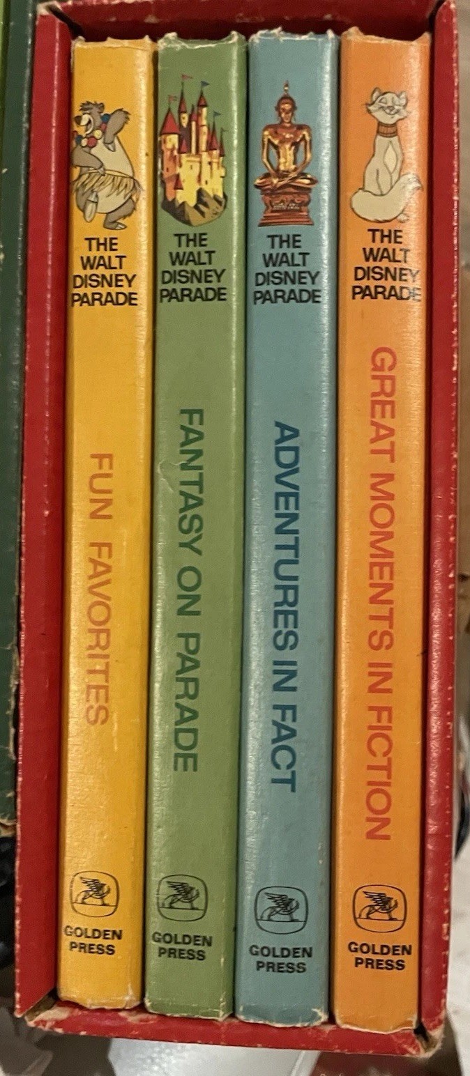 Vintage The Walt Disney Parade Fun Fact Fantasy Fiction Book Set of 4 w/slipcase