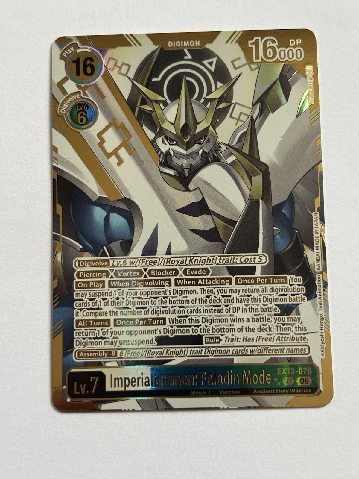 Imperialdramon: Paladin Mode EX13-076 Alt Gold ** Chivalrous XIII - Digimon Imperialdramon: Paladin Mode EX13-076 Alt Gold ** Chivalrous XIII - Digimon
