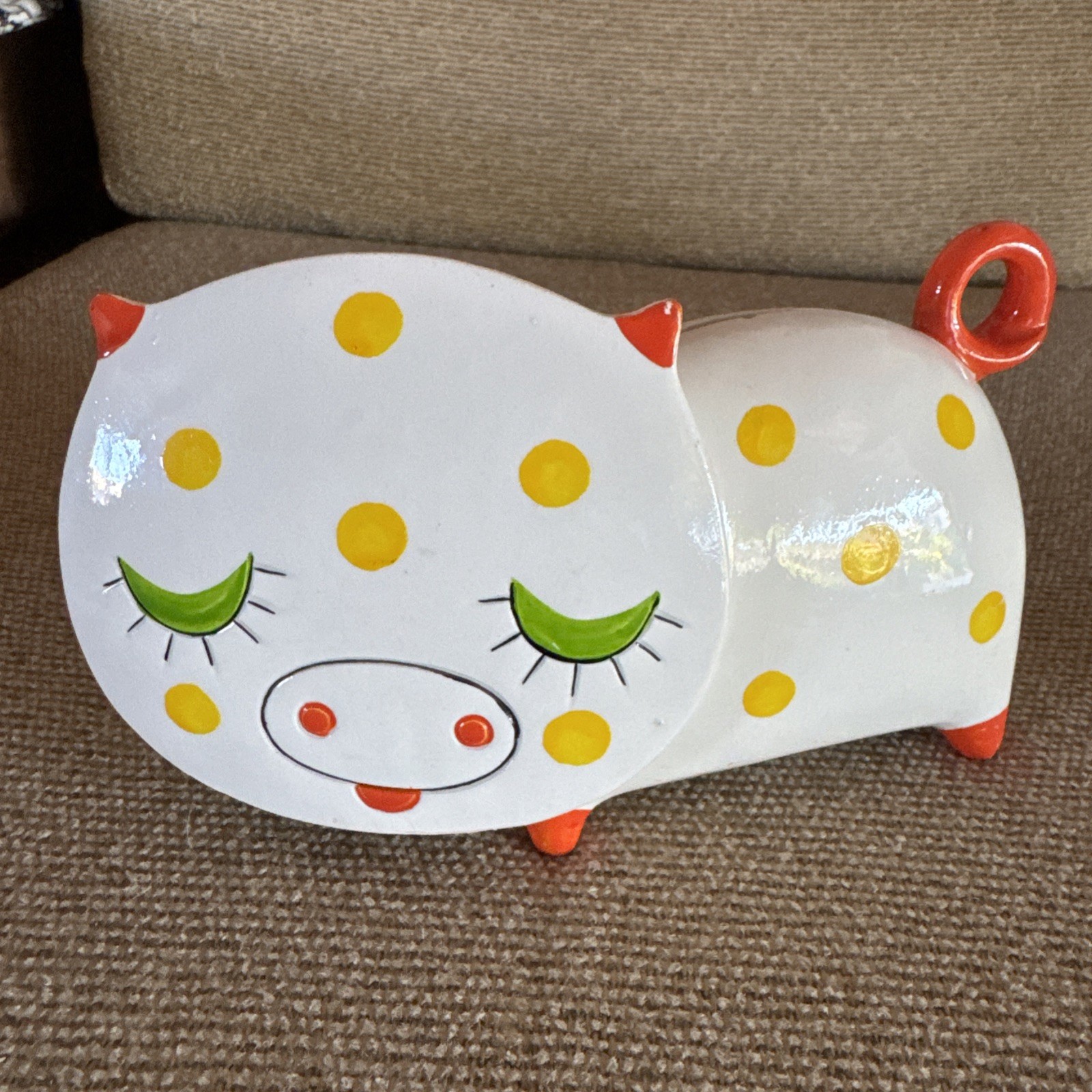 Vintage Japan Ceramaster Hand Paint Ceramic Piggy Bank 1960 8” Length 4” High Vintage Japan Ceramaster Hand Paint Ceramic Piggy Bank 1960 8” Length 4” High