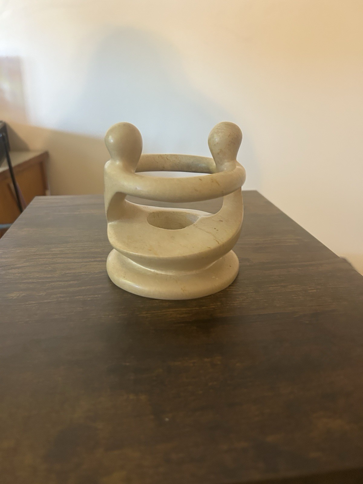Vintage Hand-Carved Soapstone Unity Candle Holder - African Circle of Friends Vintage Hand-Carved Soapstone Unity Candle Holder - African Circle of Friends