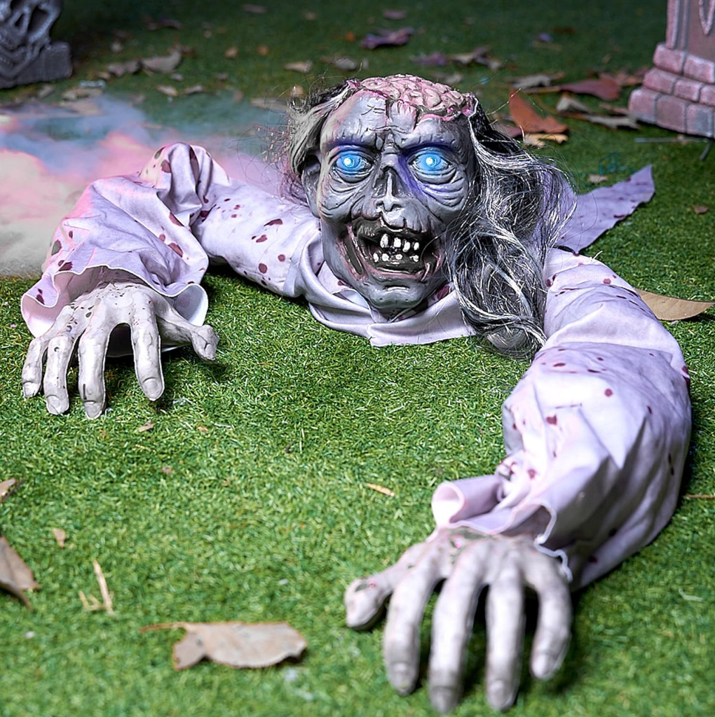 Halloween Zombie Groundbreaker Light Up Eyes Creepy Sound Graveyard Yard Decor