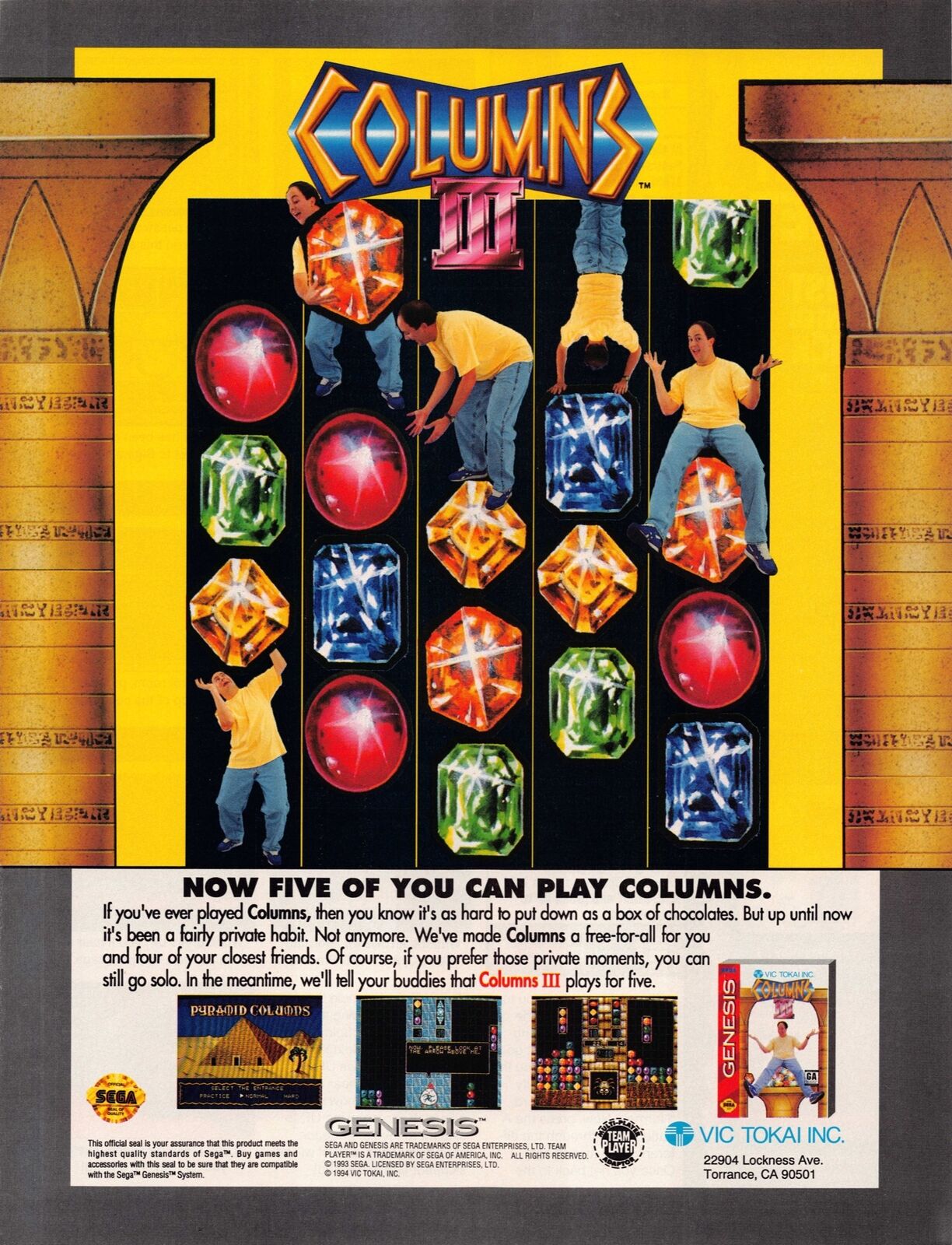 Pyramid Columns III Video Game 1990s Print Advertisement Ad 1994