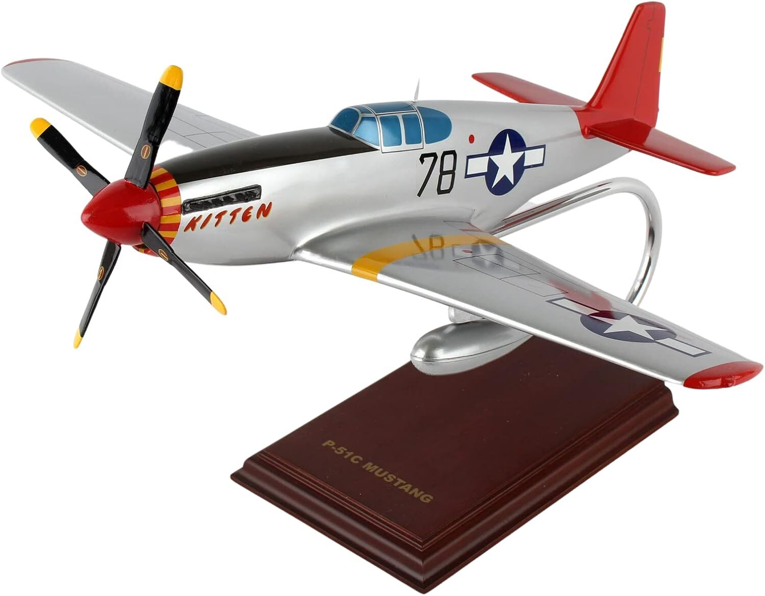 USAAC P-51C Mustang Tuskegee Airmen Kitten Desk Top WW2 Model 1/24 SC Airplane