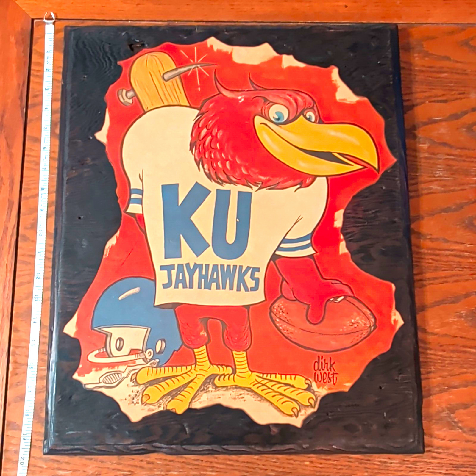 Vintage 1970 Kansas Jayhawks KU Big 8 Dirk West Football Wood Wall Plaque Vintage 1970 Kansas Jayhawks KU Big 8 Dirk West Football Wood Wall Plaque