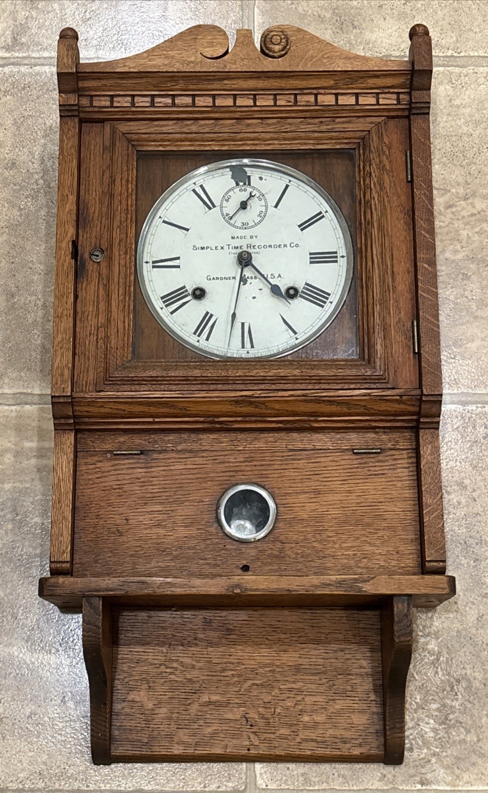 Antique Simplex Time Recorder Oak Wall Clock - Seth Thomas - Must See Runs Antique Simplex Time Recorder Oak Wall Clock - Seth Thomas - Must See Runs