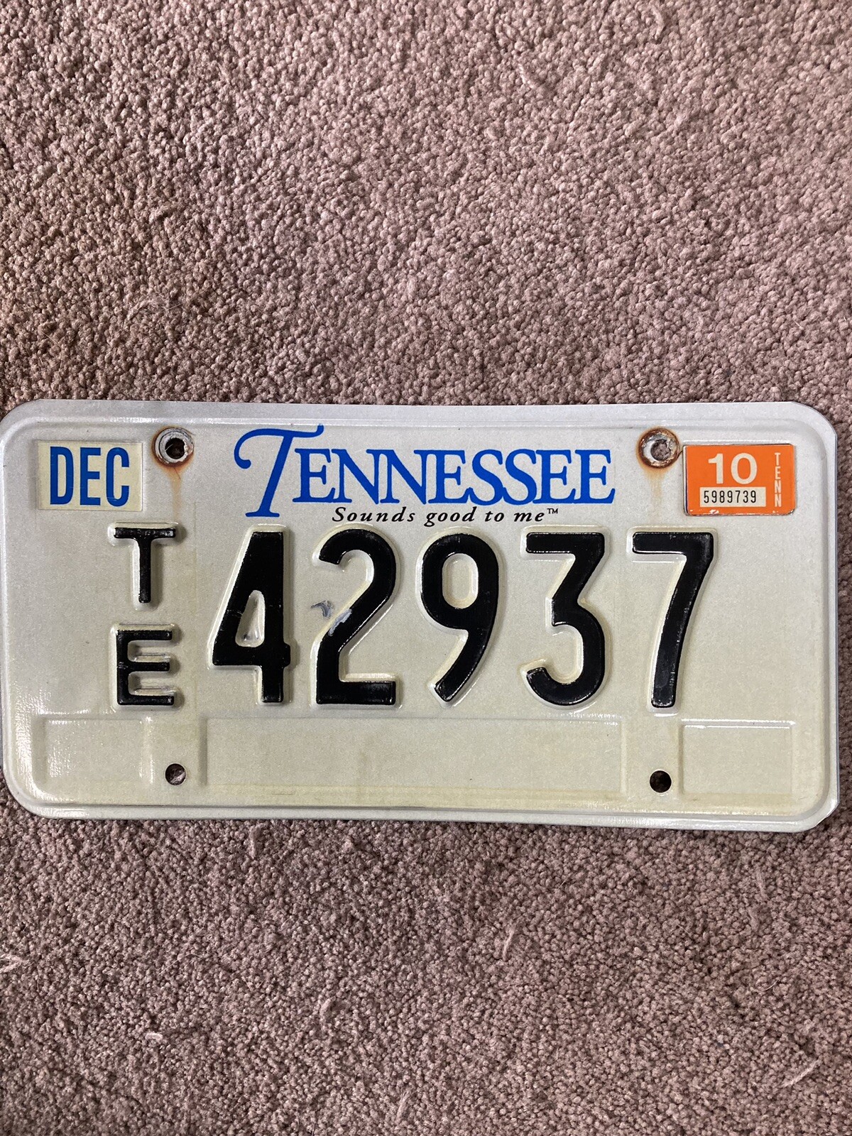2010 Tennessee Trailer License Plate - TE 42937 - Nice 2010 Tennessee Trailer License Plate - TE 42937 - Nice