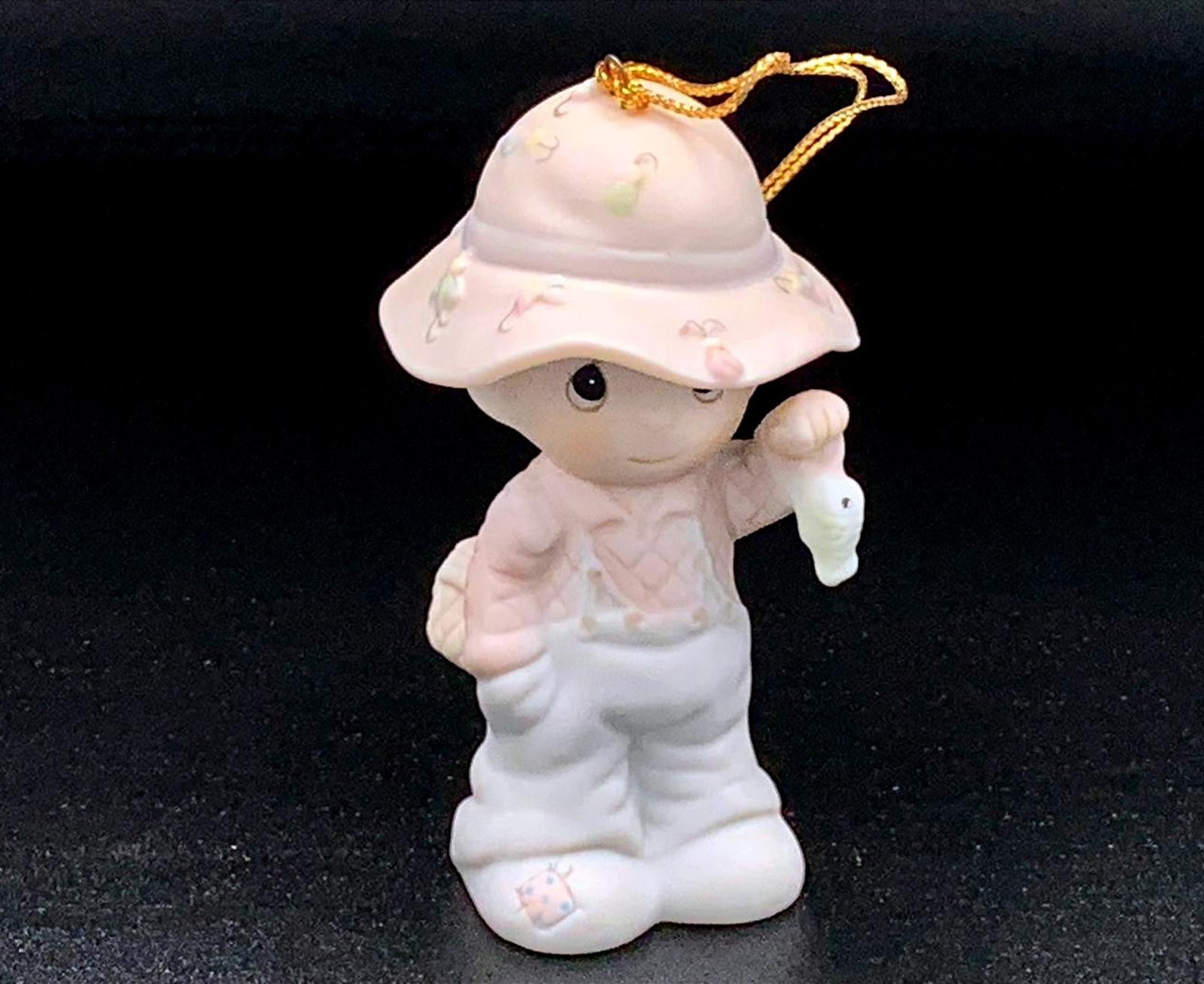 Precious Moments Vintage Boy Figurine with Hat & Fish Christmas Gift Collectible Precious Moments Vintage Boy Figurine with Hat & Fish Christmas Gift Collectible
