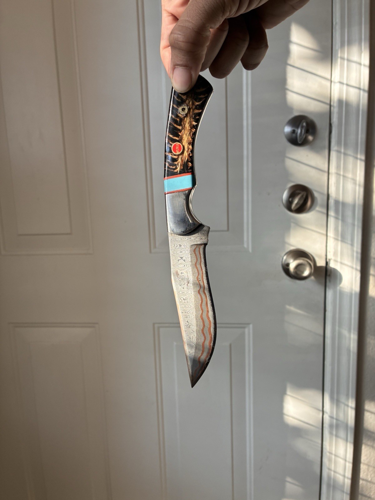 Damascus Steel Fixed Blade Hunting Knife Full Tang Wood Handle 3.5-4in Damascus Steel Fixed Blade Hunting Knife Full Tang Wood Handle 3.5-4in