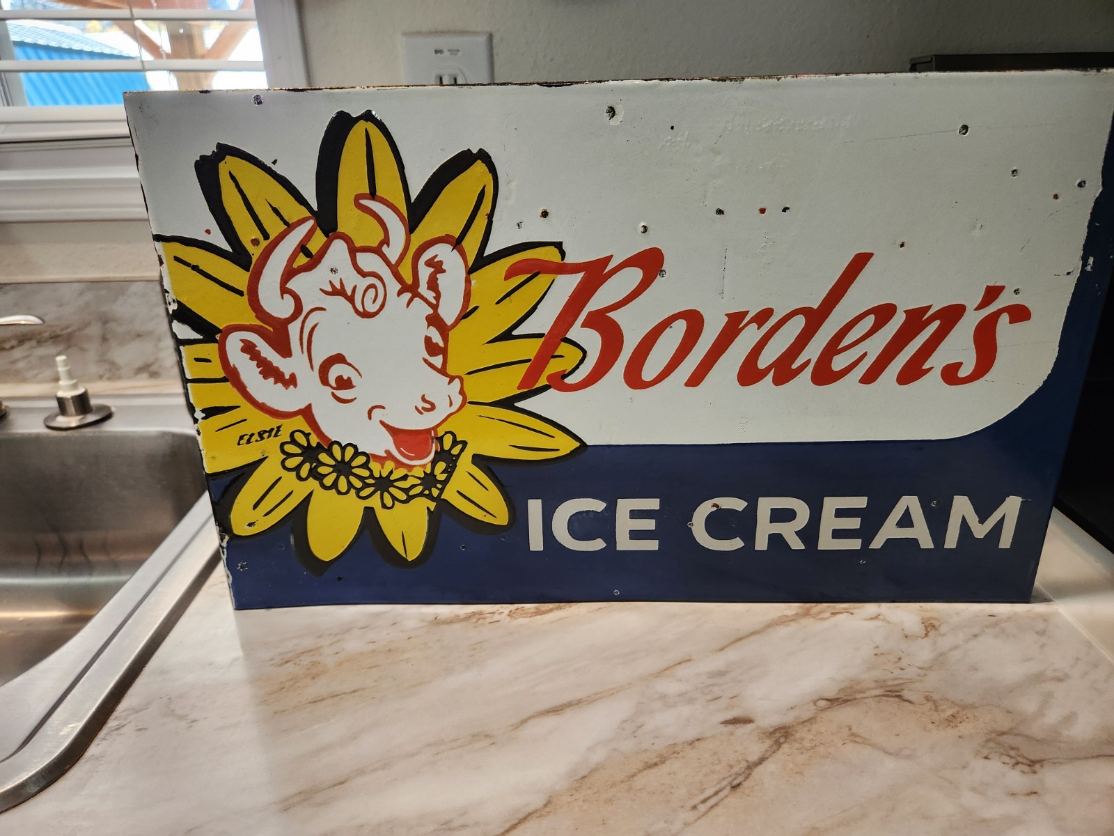 Vintage ice cream sign porcelain Dbl Sided 16.5 Vintage ice cream sign porcelain Dbl Sided 16.5