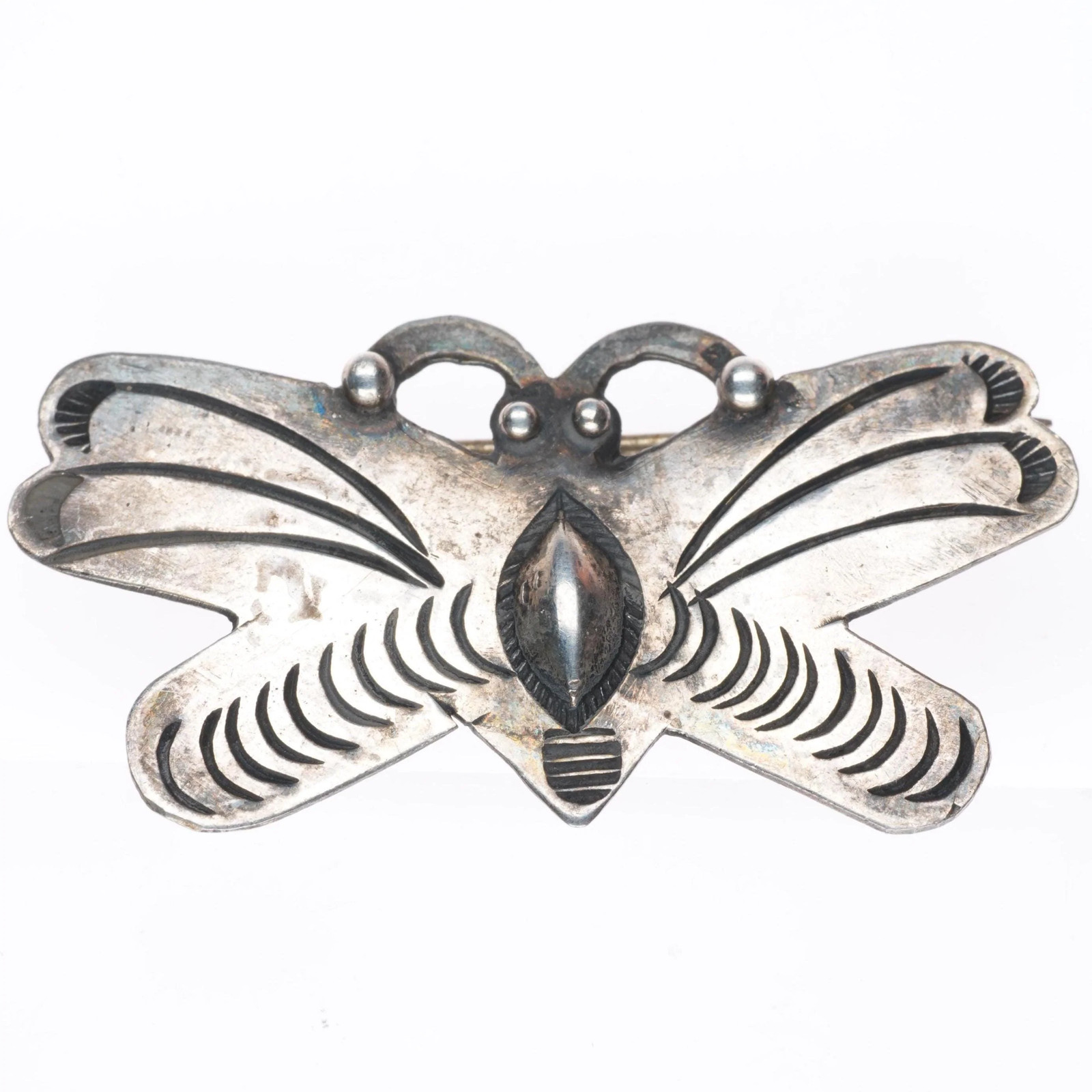 vintage c1940's Navajo deep stamped sterling silver butterfly pin/brooch vintage c1940's Navajo deep stamped sterling silver butterfly pin/brooch