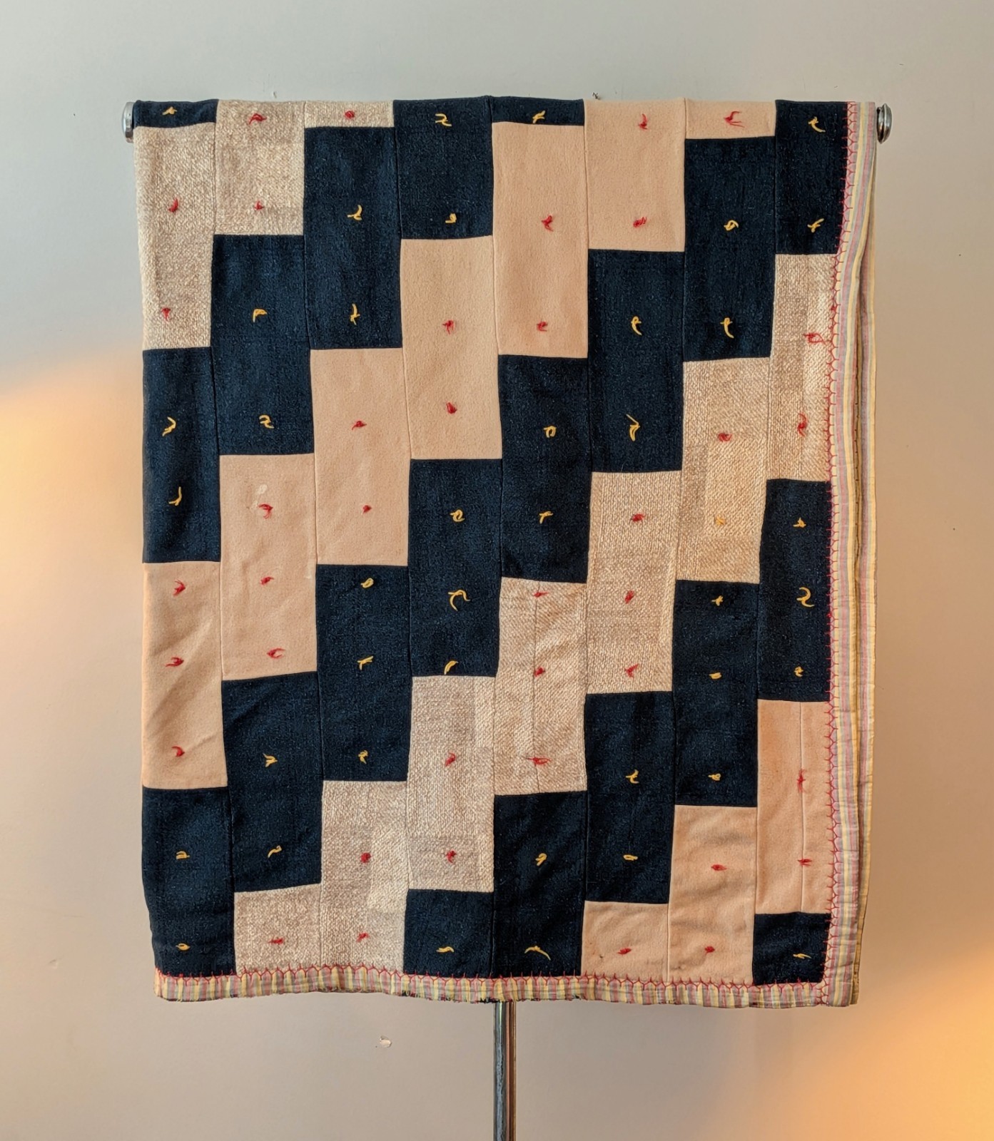 Vintage Wool Patchwork Tied Quilt 76x67 Primitive Farmhouse Cabin Rustic Blanket Vintage Wool Patchwork Tied Quilt 76x67 Primitive Farmhouse Cabin Rustic Blanket