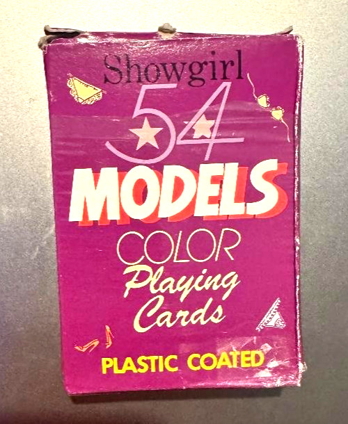 Vintage 70\'s showgirl 54 models color playing cards Deck with Box Used Rare Vintage 70\'s showgirl 54 models color playing cards Deck with Box Used Rare