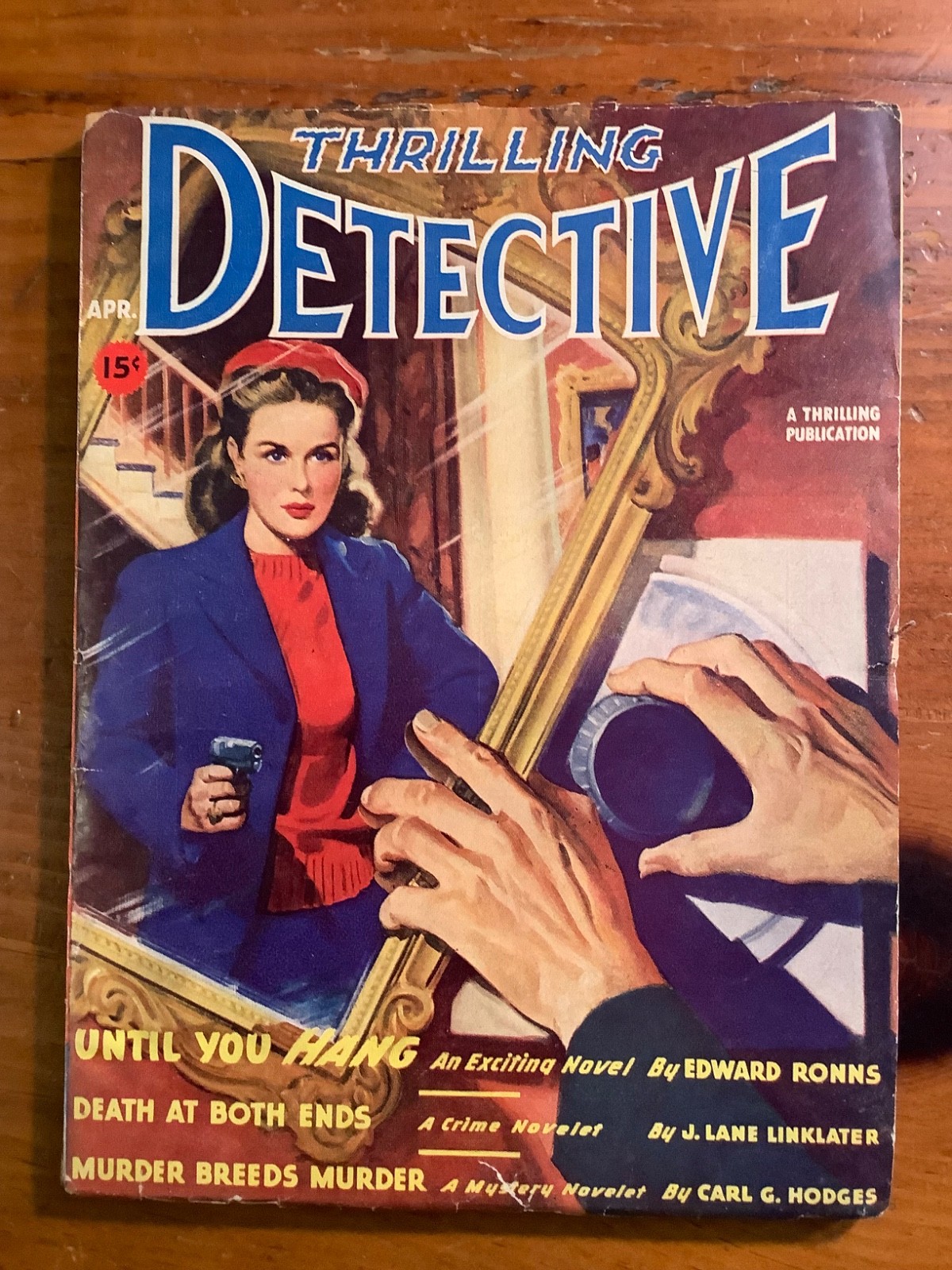 Thrilling Detective (Apr 1947) Pulp Magazine - Gun Moll Mirror Cover - Ronns Thrilling Detective (Apr 1947) Pulp Magazine - Gun Moll Mirror Cover - Ronns