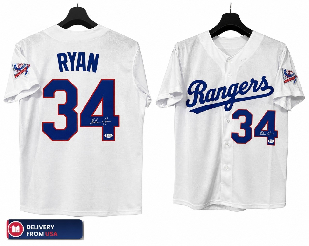 Nolan Ryan Autographed Texas Rangers #34 White Jersey Beckett Certified