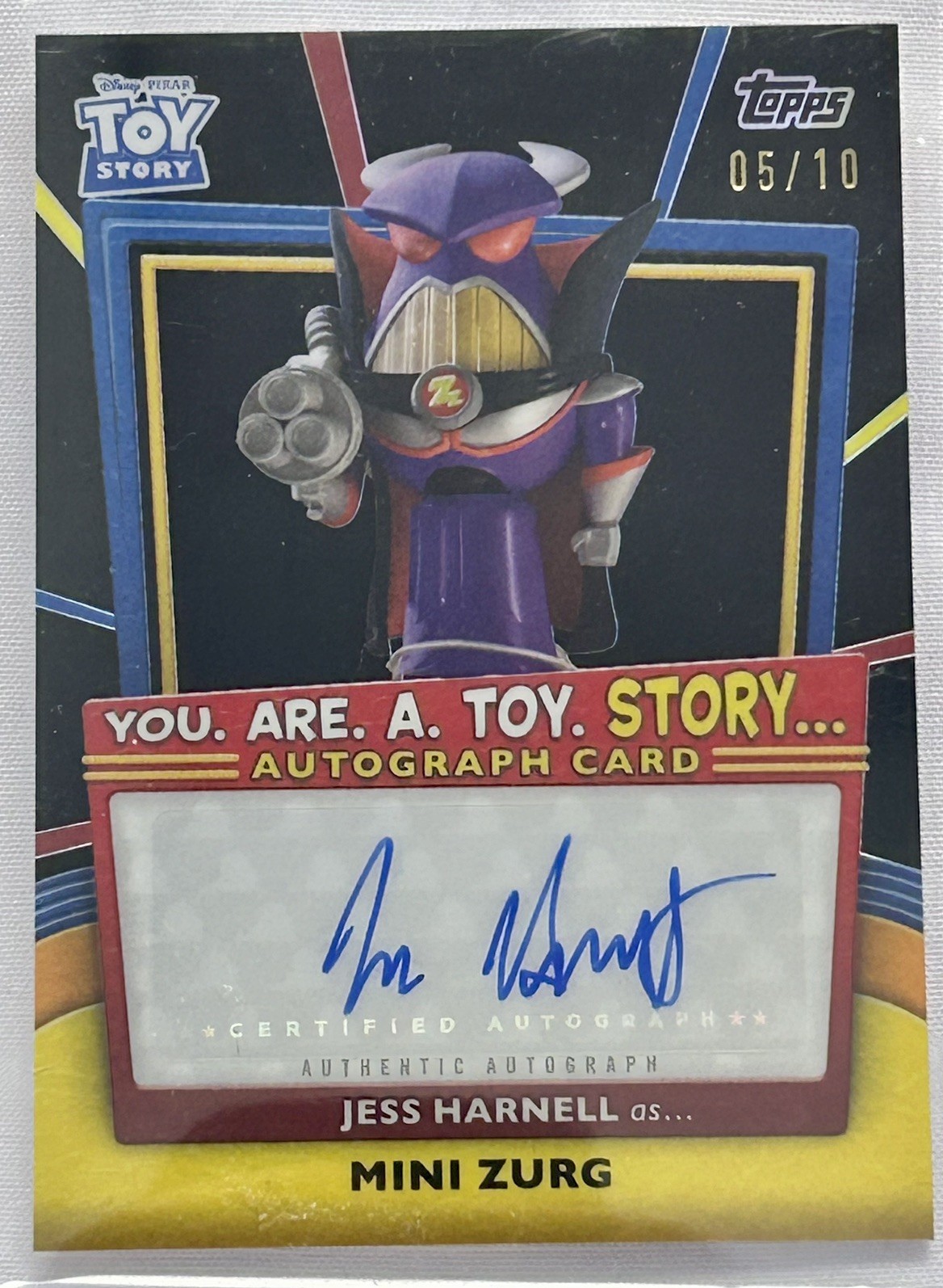 2025 Topps Toy Story Jess Harnell Mini Zurg Auto Black Refractor 05/10