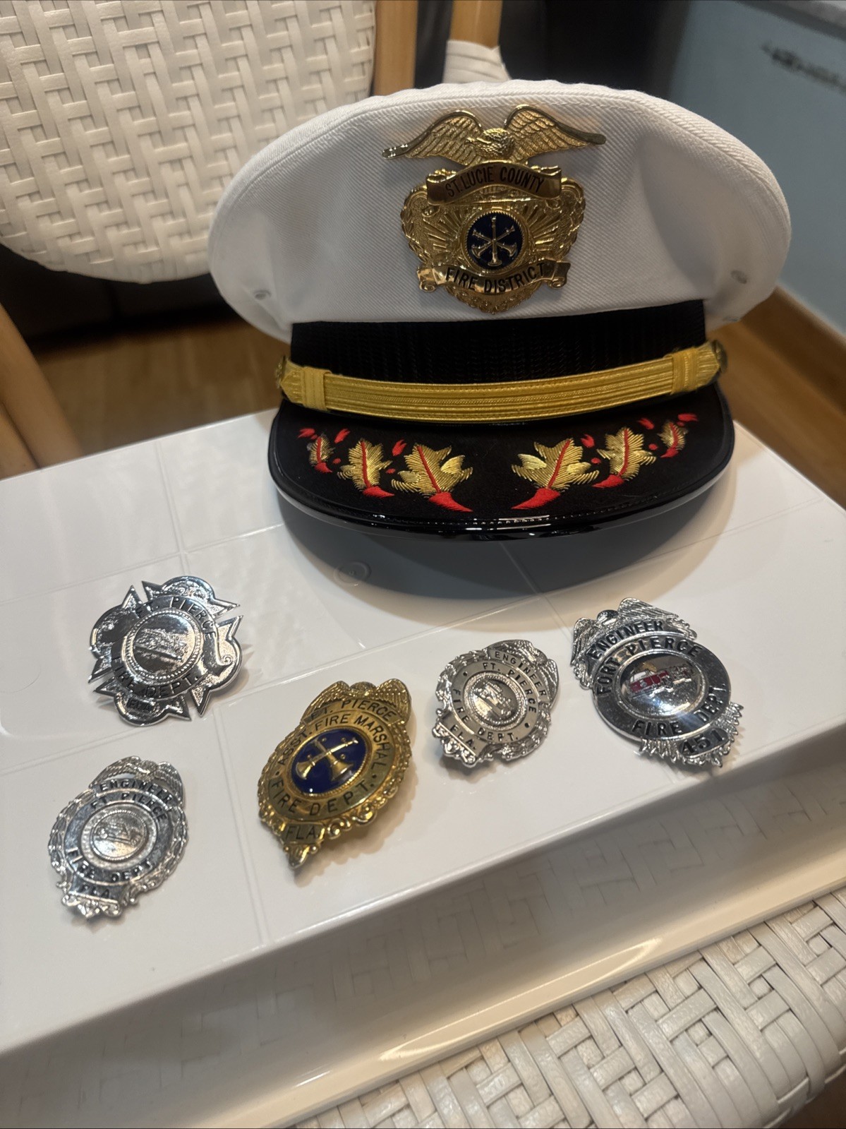 St. LUCIE COUNTY FLORIDA FIRE Department Ft Pierce Florida 5 Badges Hat Vintage St. LUCIE COUNTY FLORIDA FIRE Department Ft Pierce Florida 5 Badges Hat Vintage